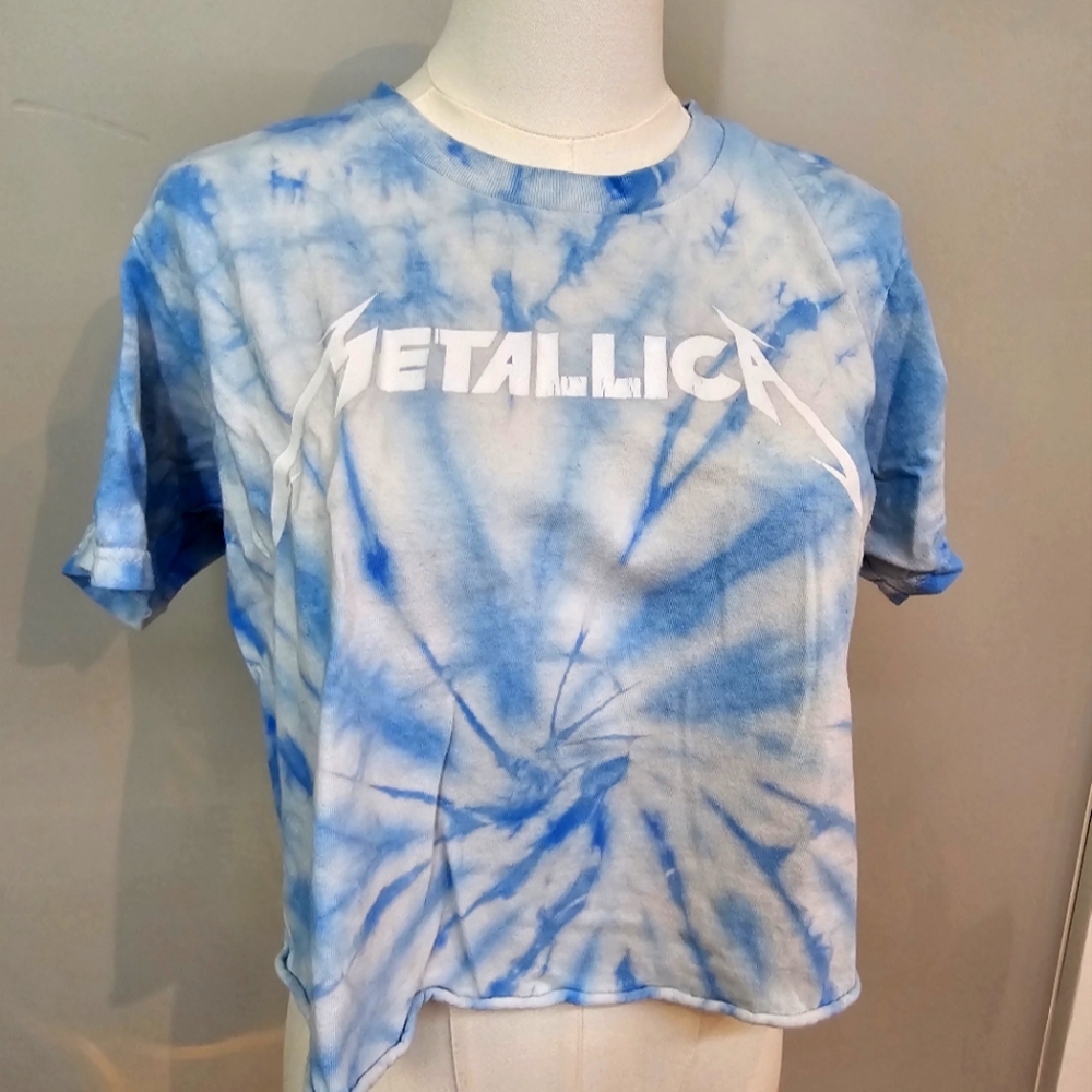 Metallica Blue Tie Dye Crop Tshirt